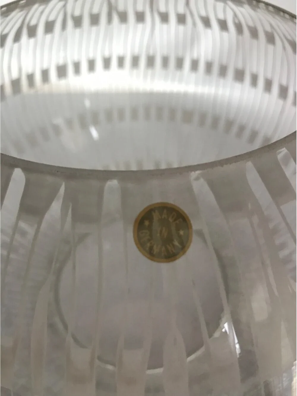 Vintag Clear Mid Century Bohemian Glass Globe Light Shade  White Patterned Decor